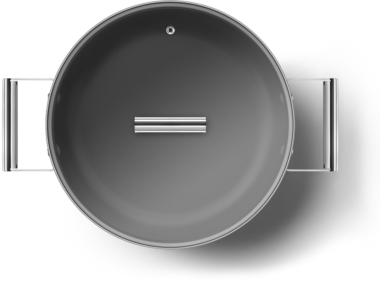 CKFD2811CRM Посуда / глубокая сковорода с двумя ручками и крышкой, 28 см, кремовая SMEG  - Вид №4