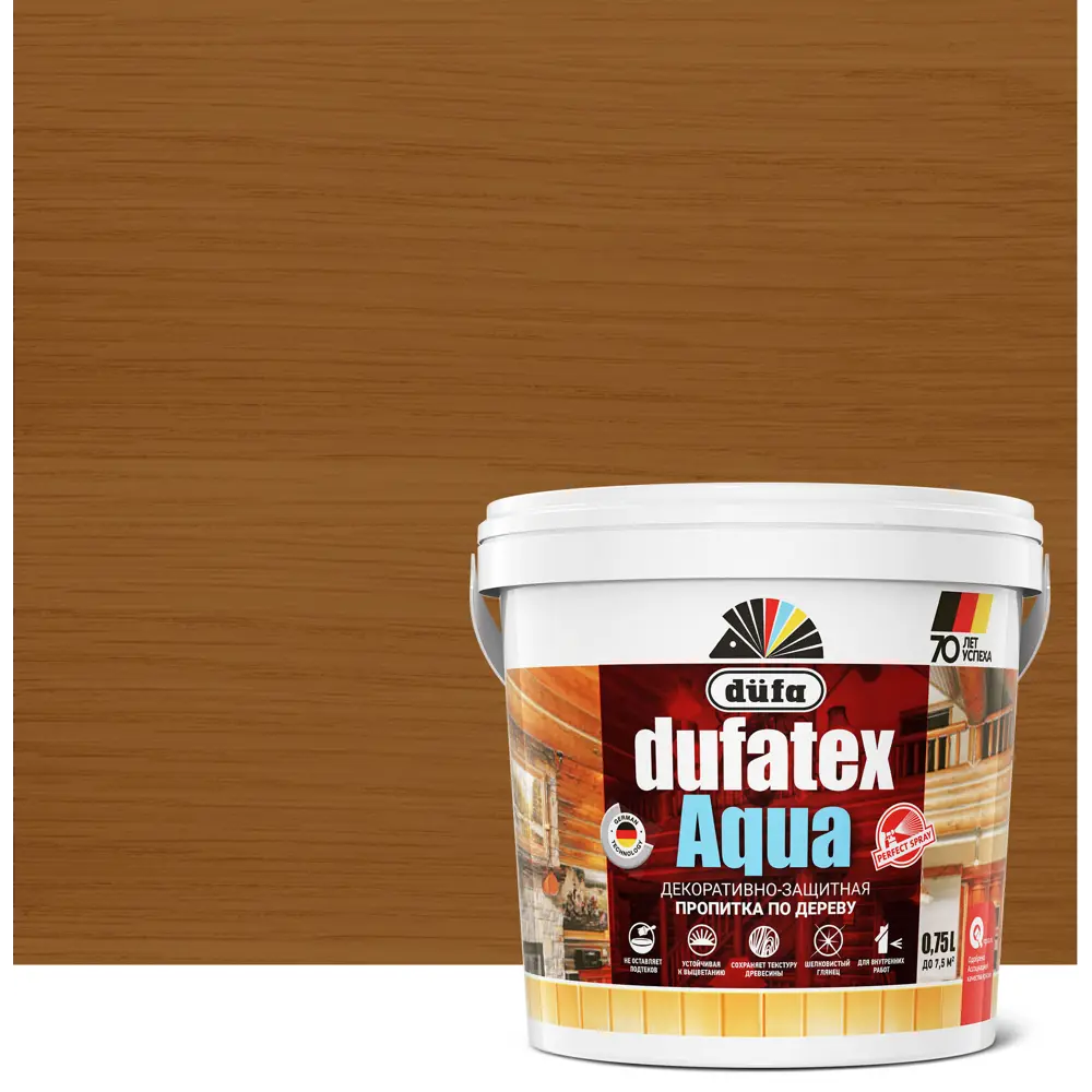 Dufa Пропитка для дерева Dufatex Aqua цвета Тик 0.75 л - защита и эстетика 12352484