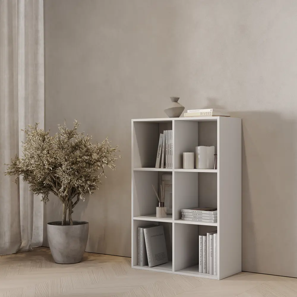 Стеллаж KONSENSA Руан 6 секций 70x104x31.7 см ЛДСП цвет белый 89443352 STLM-2037237 