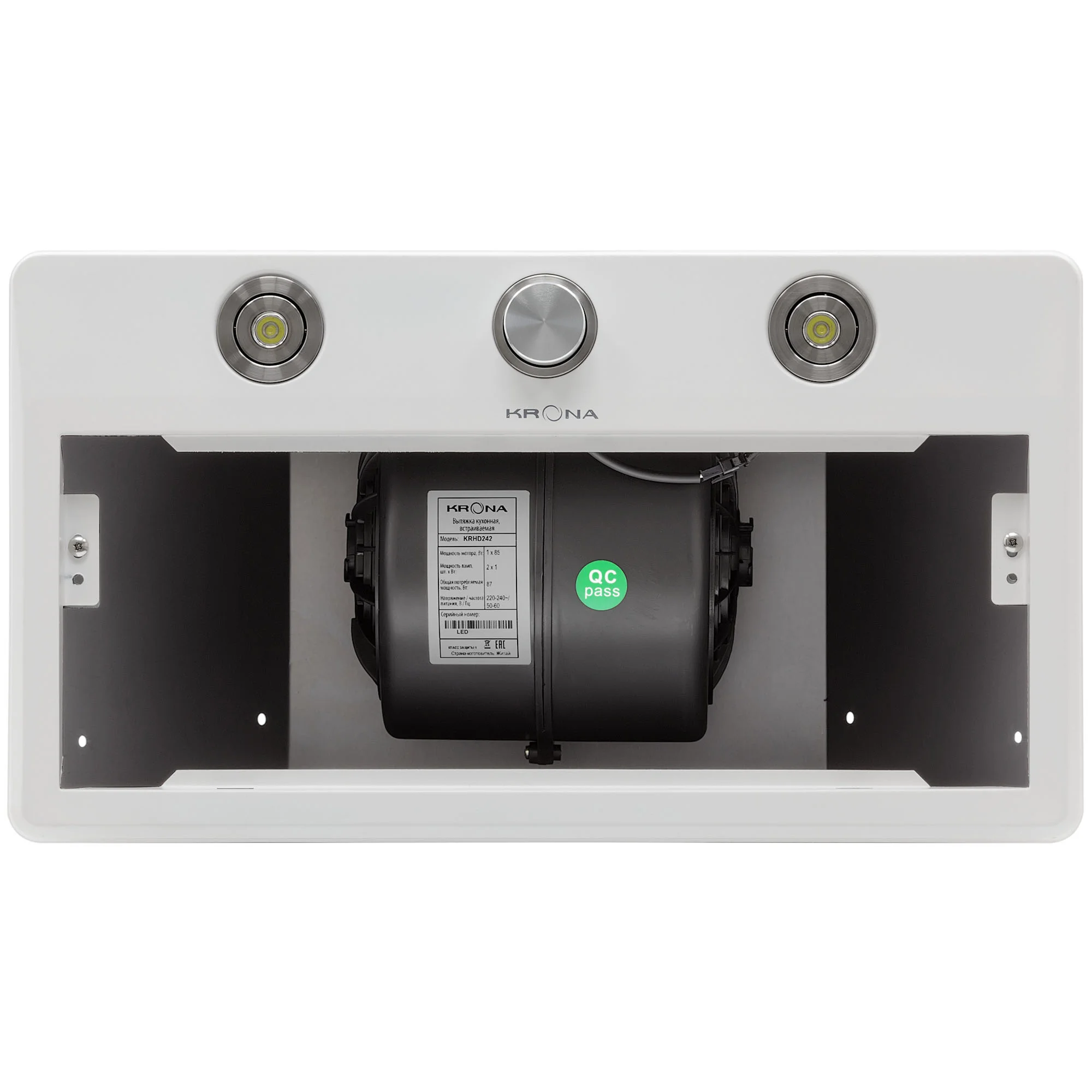 9221205 Вытяжка полновстраиваемая KRONA SVEN 600 white one knob белый/белый KRONA1 STDN-0043771 - Вид №2