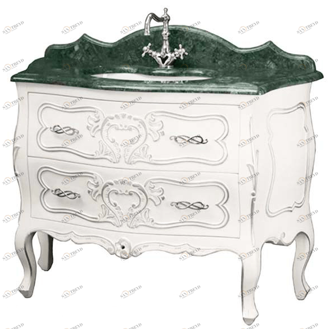 Тумба под раковину MIGLIORE Vittoria ML.VIT-BA115.BI.AG Bianco с декором Argento GM.VIT-BA115.BI.AG