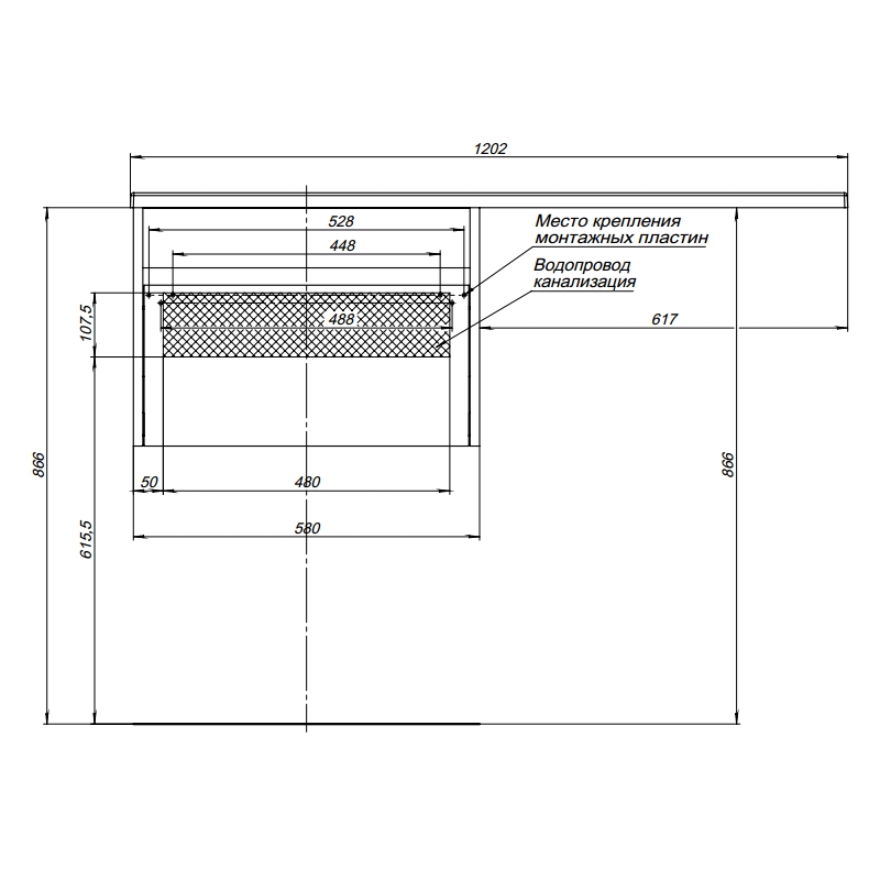 Тумба с раковиной Aquanet Токио 120 L белый (подвесная, 1 ящик) 0023691600235499 - Вид №17