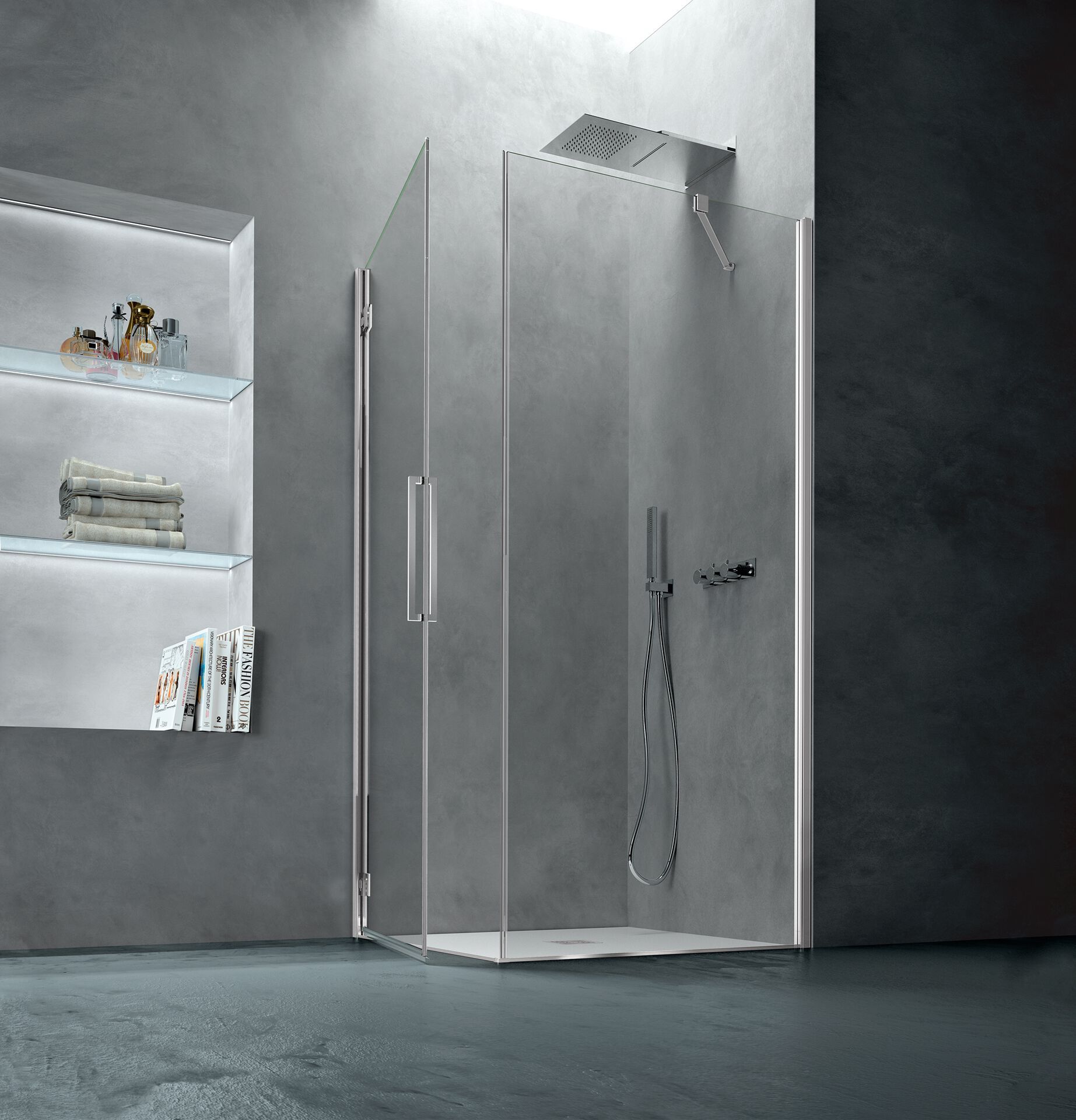 Алюминиевая и стеклянная угловая душевая кабина с распашной дверью CSA Box Doccia София ARCH-00108143 - Вид №1