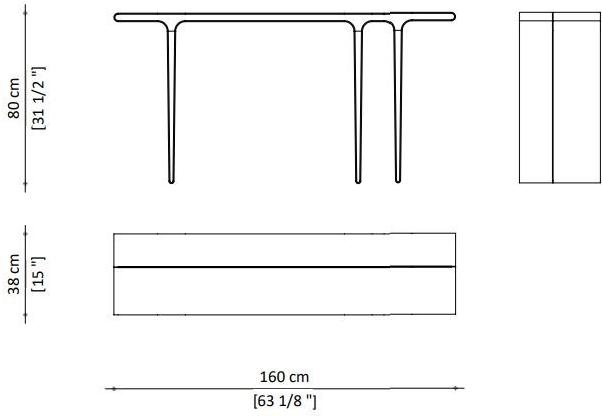 Paolo Castelli Прямоугольная консоль ясень Selima Tav.seli.200  - Вид №2