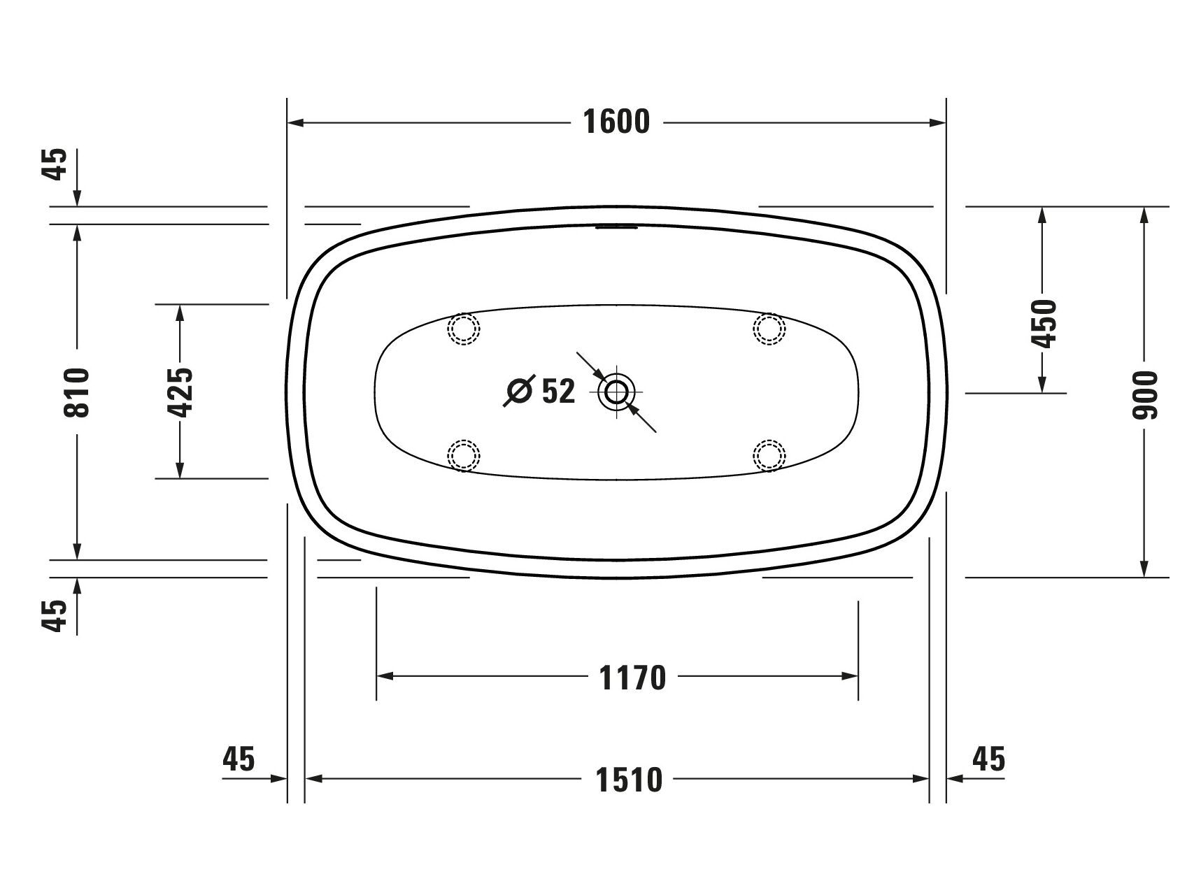 Керамическая овальная ванна для ванной комнаты Duravit Aurena ARCH-00152219 - Вид №2