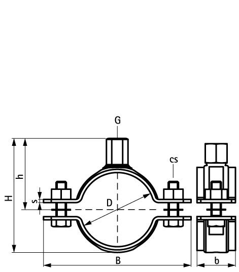 33077250 Stainless Steel Heavy Duty Clamp (M12, M16) walraven  - Вид №1