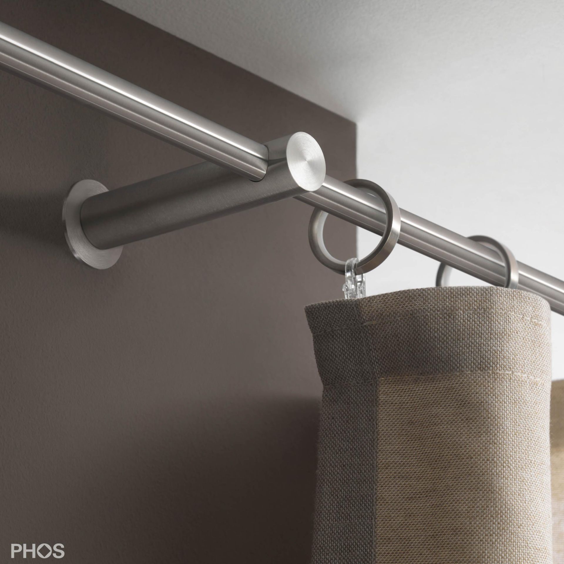 VS20-100-2400 Комплект карнизов: 240 см с 2 держателями и 1 держателем карниза в качестве центральной опоры (среднее расстояние от стены) PHOS  - Вид №2