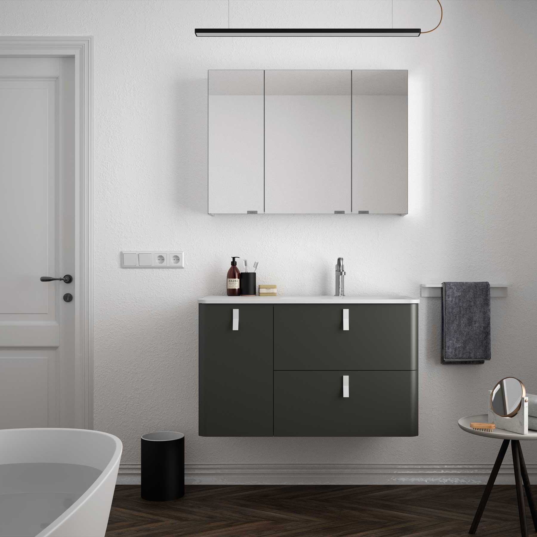 24544 SALGAR Раковина UNIIQ 905 Тумба слева MATT MINERALSOLID 905 x 15 x 460 мм  - Вид №1