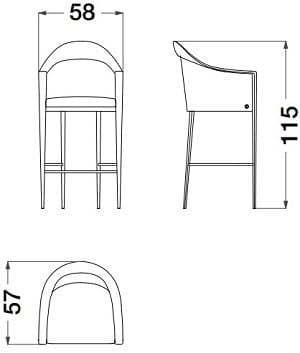 Высокий стул из кожи и ткани CPRN HOMOOD Starlight ARCH-00147460 - Вид №2