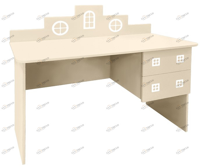 Детский письменный стол с ящиками левый "Амстердам" МАНДАРИН АМСТЕРДАМ 179546 Молочный Santreyd 