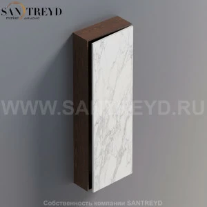 LIFT Модульный шкаф 120 см с правой дверью на доводчиках. Модули могут располагаться горизонтально и вертикально. Отделка: коричневый дуб и белый мрамор. AMOB054MCRUDX