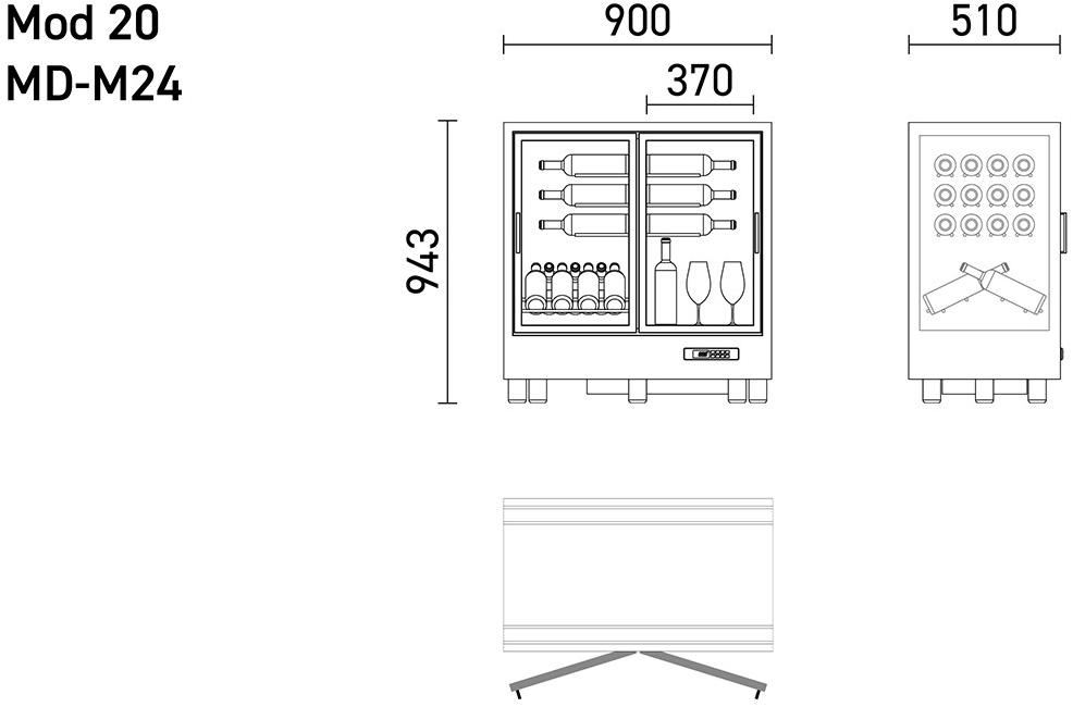 EXPO Алюминиевый винный шкаф со стеклянными дверцами Mod 20 Md-h24/md-m24/md-c24 - Вид №7