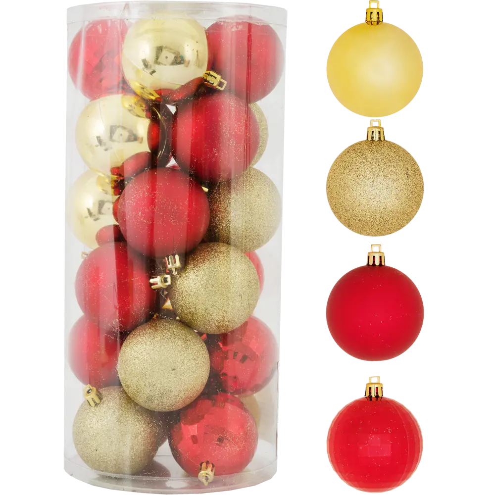 Набор ёлочных шаров KREAFORTA красный с блёстками 24 шт. ø6 см 89420560 STLM-1579516 - Вид №3