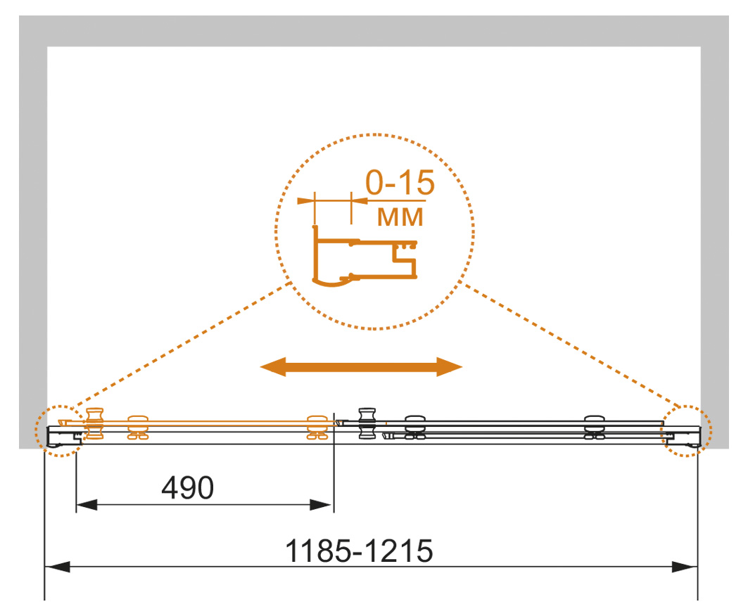 Душевая дверь в нишу CEZARES PRATICO-BF-1-120-C-Cr - Вид №7
