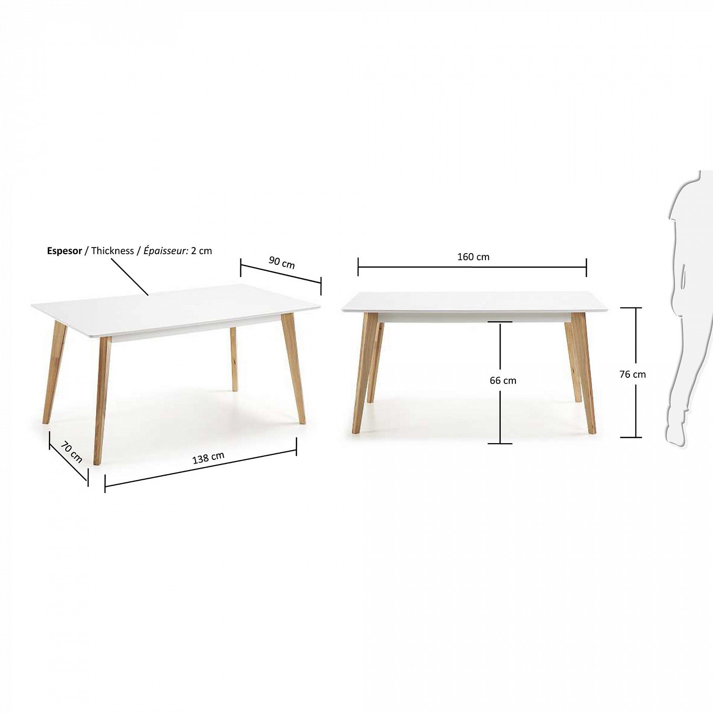 051116 Стол обеденный Meety 160x90 La Forma Melan  - Вид №2