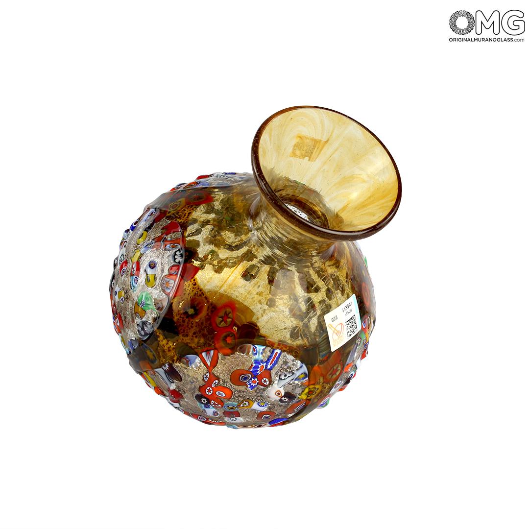 4471 ORIGINALMURANOGLASS Ваза Санчо - янтарная - муранское стекло OMG 13 см  - Вид №1