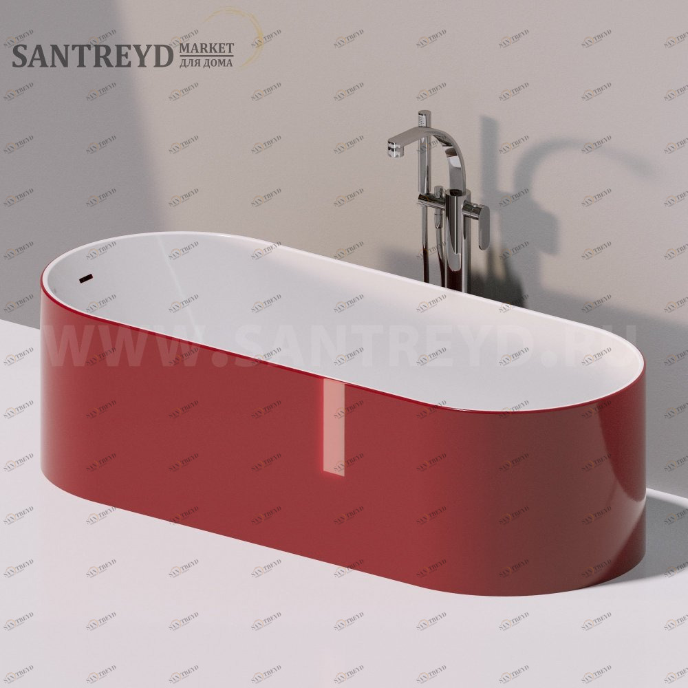Ванна свободностоящая OVAL 170 см красная Ceramica Flaminia OV170BCRED