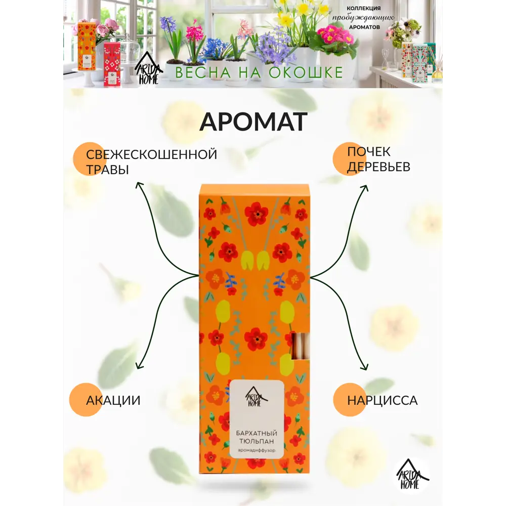 Диффузор аромат Бархатный тюльпан 50 мл 84535160 STLM-2210697 ARIDA HOME  - Вид №2