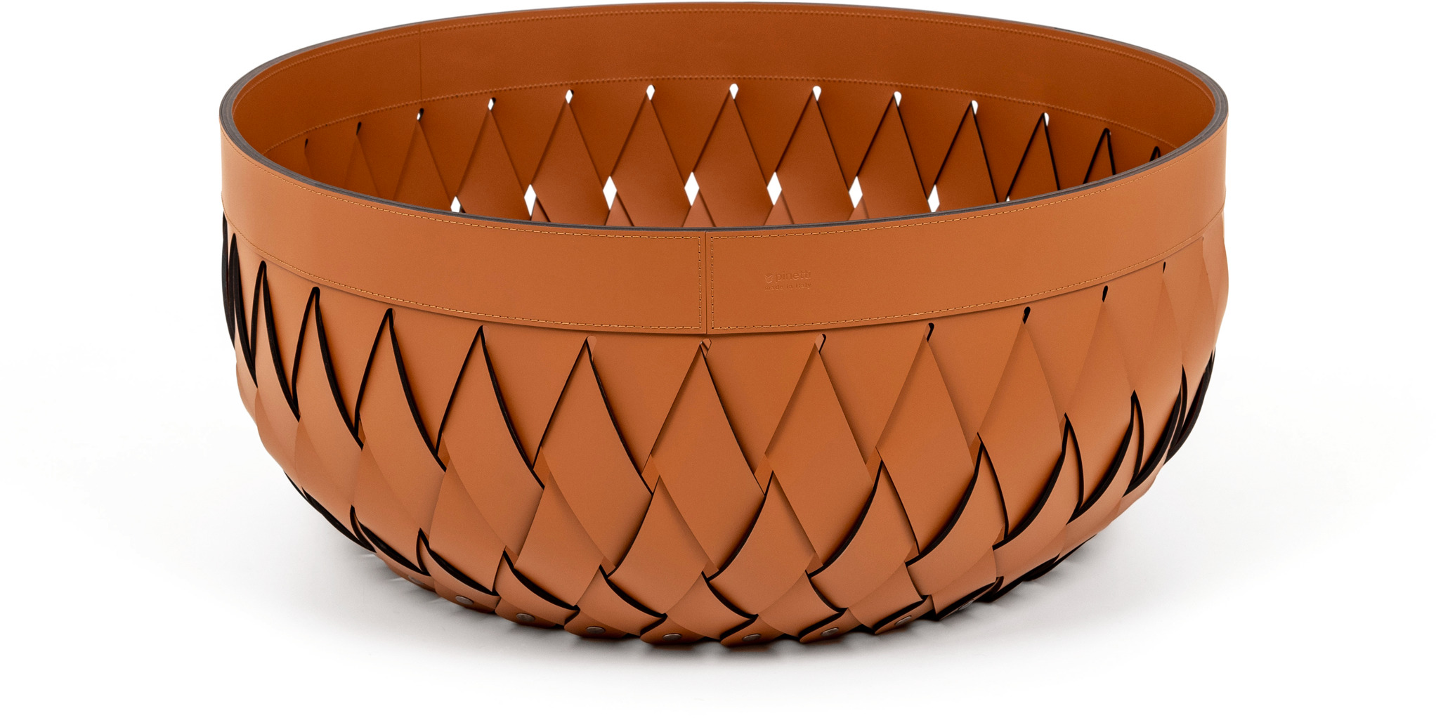 Большая корзина Canaria - Ø 60XH30 см / регенерированная кожа_белый