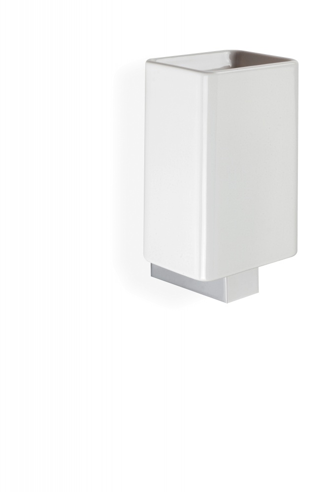 GE10(08) Stil Haus Gea, настенный керамический стакан, цвет хром - белая керамика