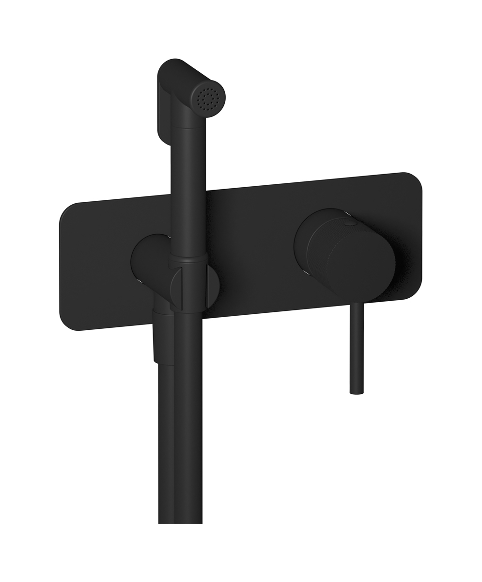 Внешние части гигенического душа со смесителем. WE ARE IB id706np Matt Black Industria