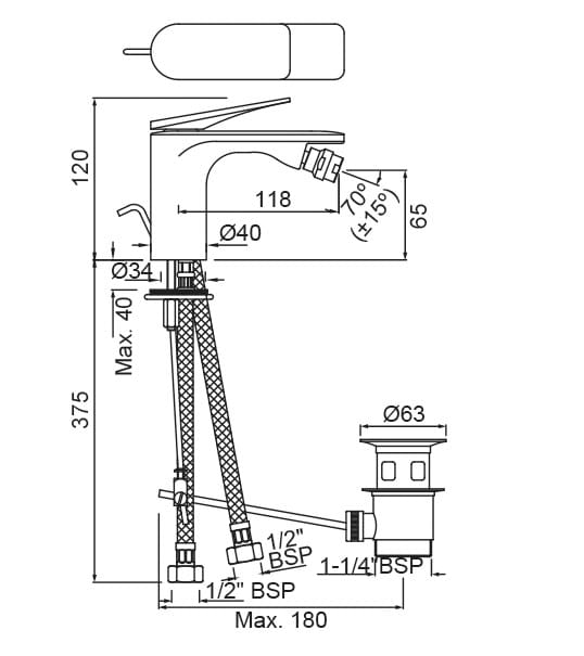 Смеситель для биде с одной ручкой JAQUAR Laguna ARCH-00127387 - Вид №10