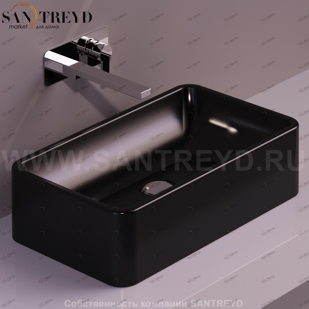 FL12NERO Накладная раковина на столешницу  прямоугольная Simas Flow