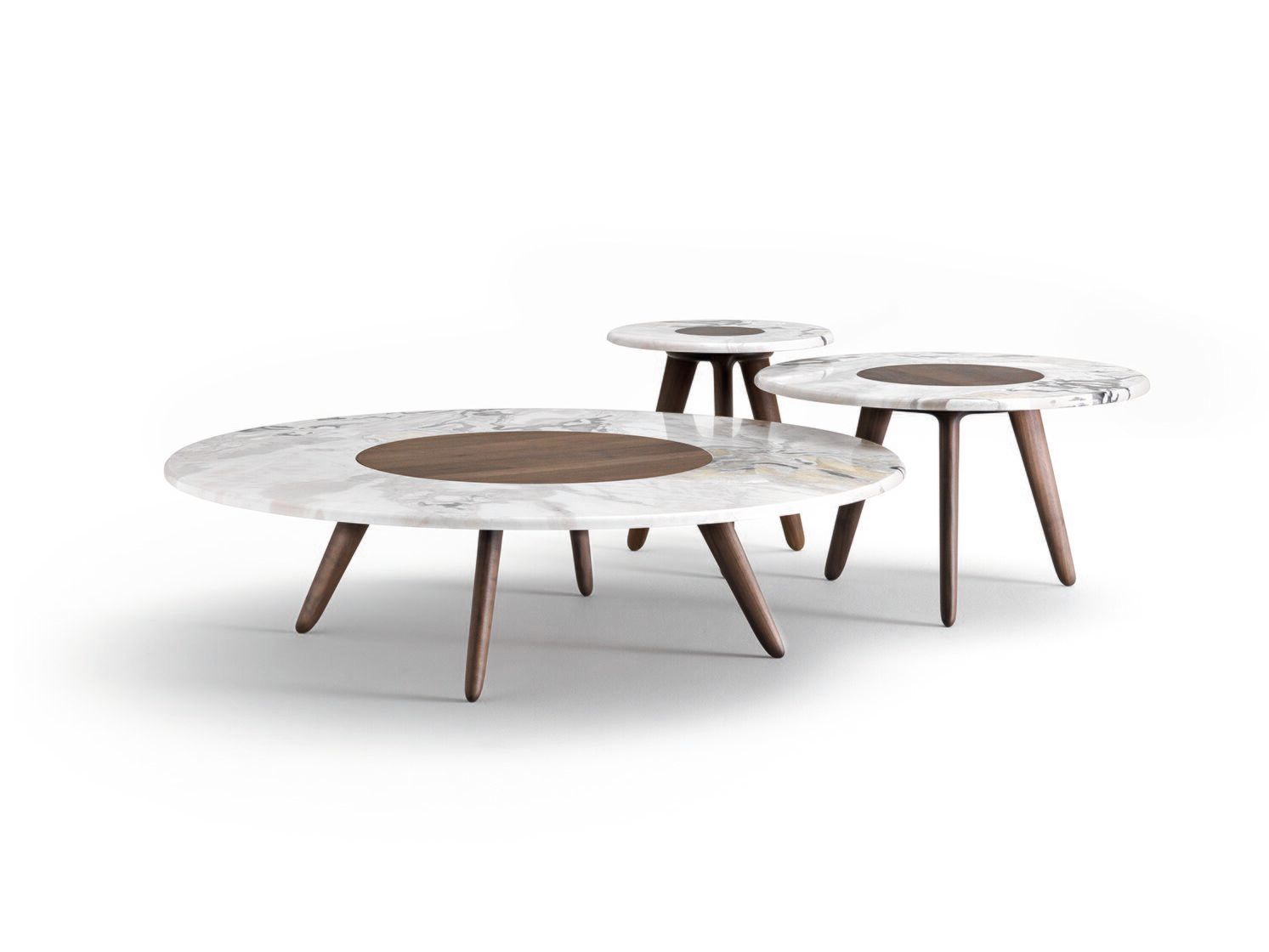 Круглый журнальный столик из грецкого ореха с мраморной столешницей CEPPI Evergreen ARCH-00130536