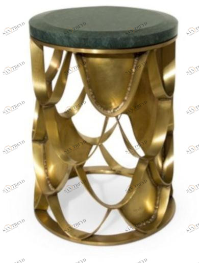 BRABBU Круглый журнальный столик с мраморной столешницей и латунным основанием Koi sun-id-1491827