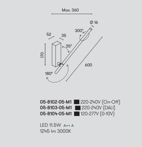 Регулируемый светодиодный настенный светильник LedsC4 Tubs ARCH-00056602 - Вид №6