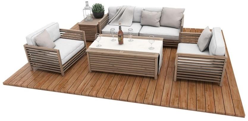 Zuri Design Садовый диван двухместный из ткани и дерева Andromeda G-01-dpac - Вид №1