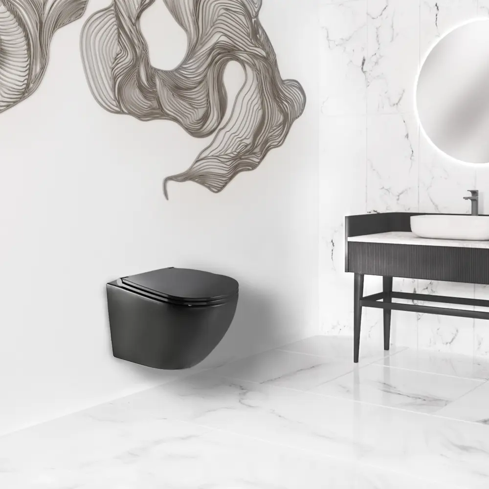 82800109 Унитаз подвесной Culto Andi безободковый с сиденьем микролифт цвет чёрный STLM-0036111 - Вид №9