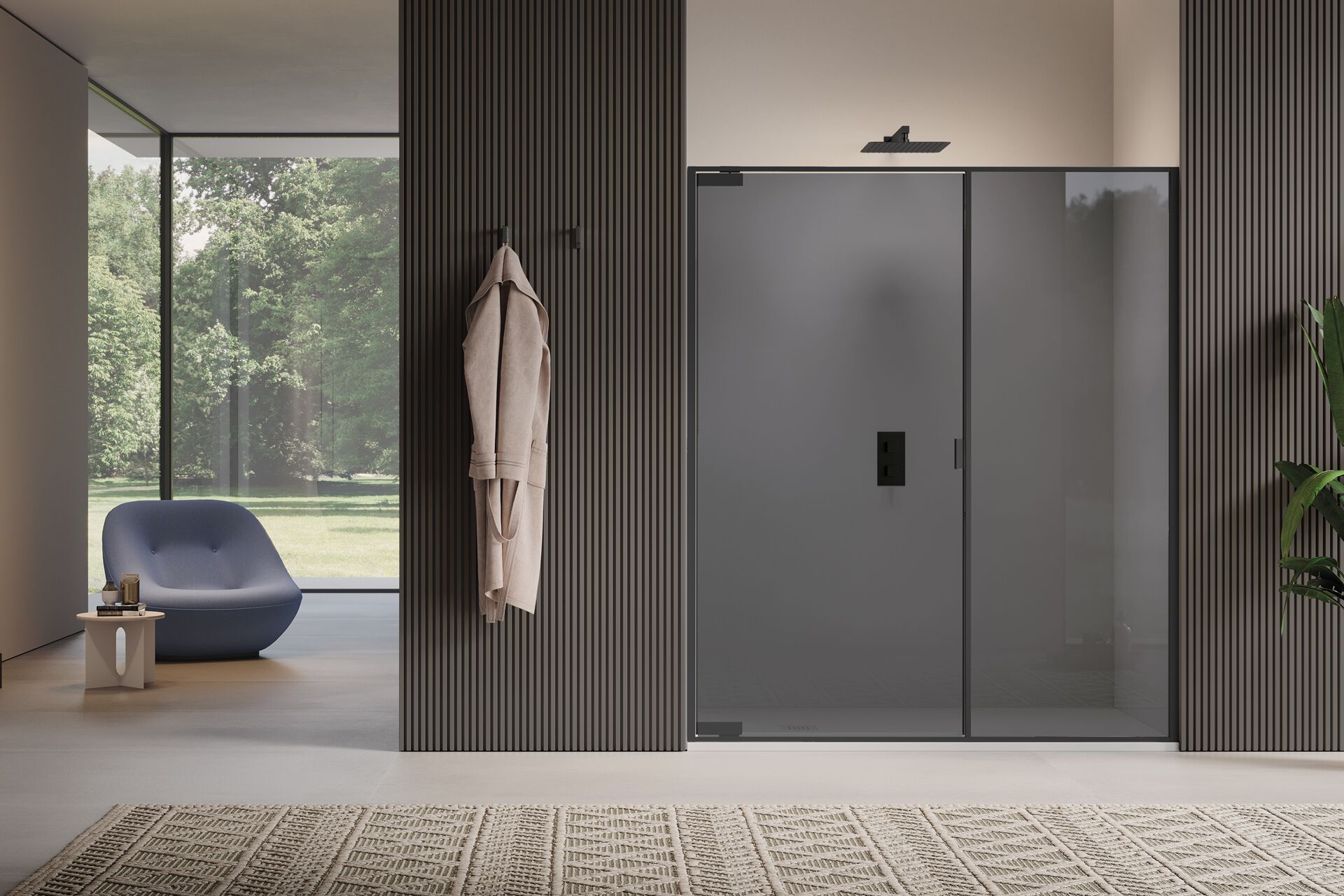 Поворотная поворотная дверь с фиксированной стеной в линии только для ниши Samo PYXIS ARCH-00112847 - Вид №3