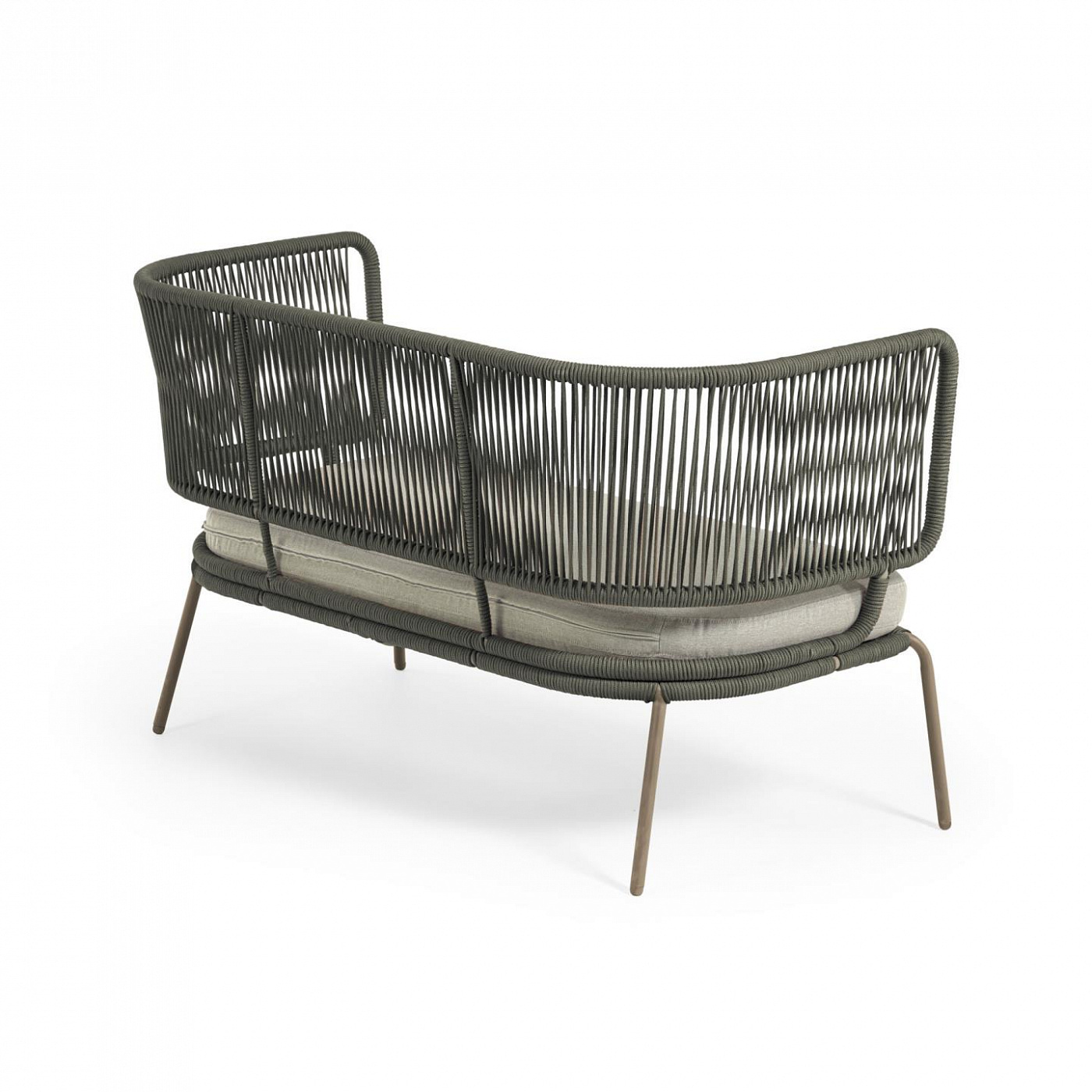 097879 Диван 2-х местный с зеленой веревкой и оцинкованной сталью 135 см La Forma Nadin - Вид №1