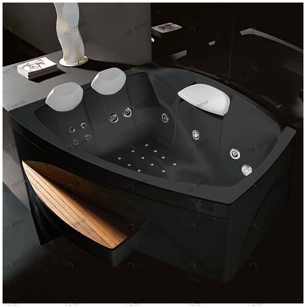 Ванна GRUPPO TREESSE Matrix Slim V763N-C  большая с подголовником глубокая с гидромассажем и аэромассажем чёрная AWAV763NC