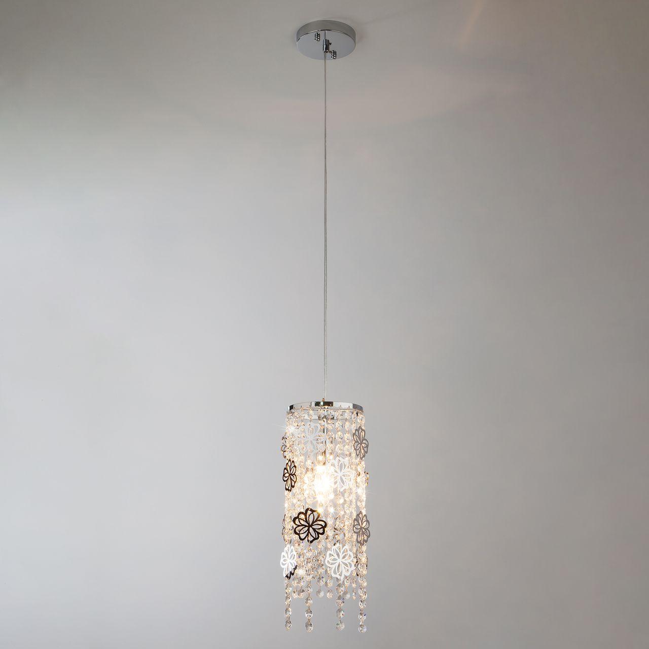 Подвесной светильник Eurosvet Flower 10083/1 хром/прозрачный хрусталь Strotskis EUROSVET FLOWER 198621 Хром - Вид №2