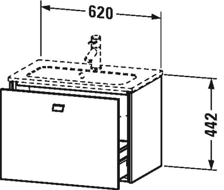 BR401004949 Тумбочка подвесная компакт Brioso #BR4010 620 x 389 мм Графит матовый, декор Duravit - Вид №1