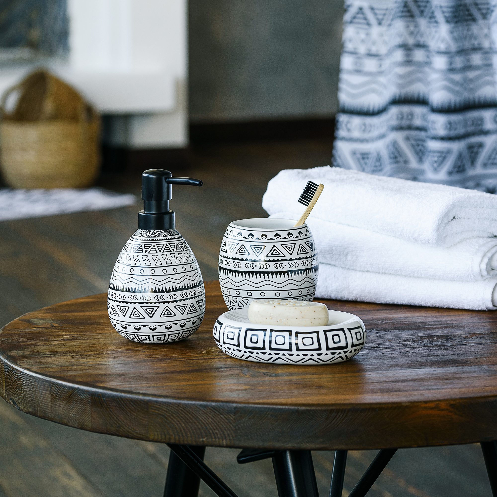 83425119 Стакан для зубных щёток керамика цвет белый/чёрный Nomads STLM-0041242 MOROSHKA  - Вид №6