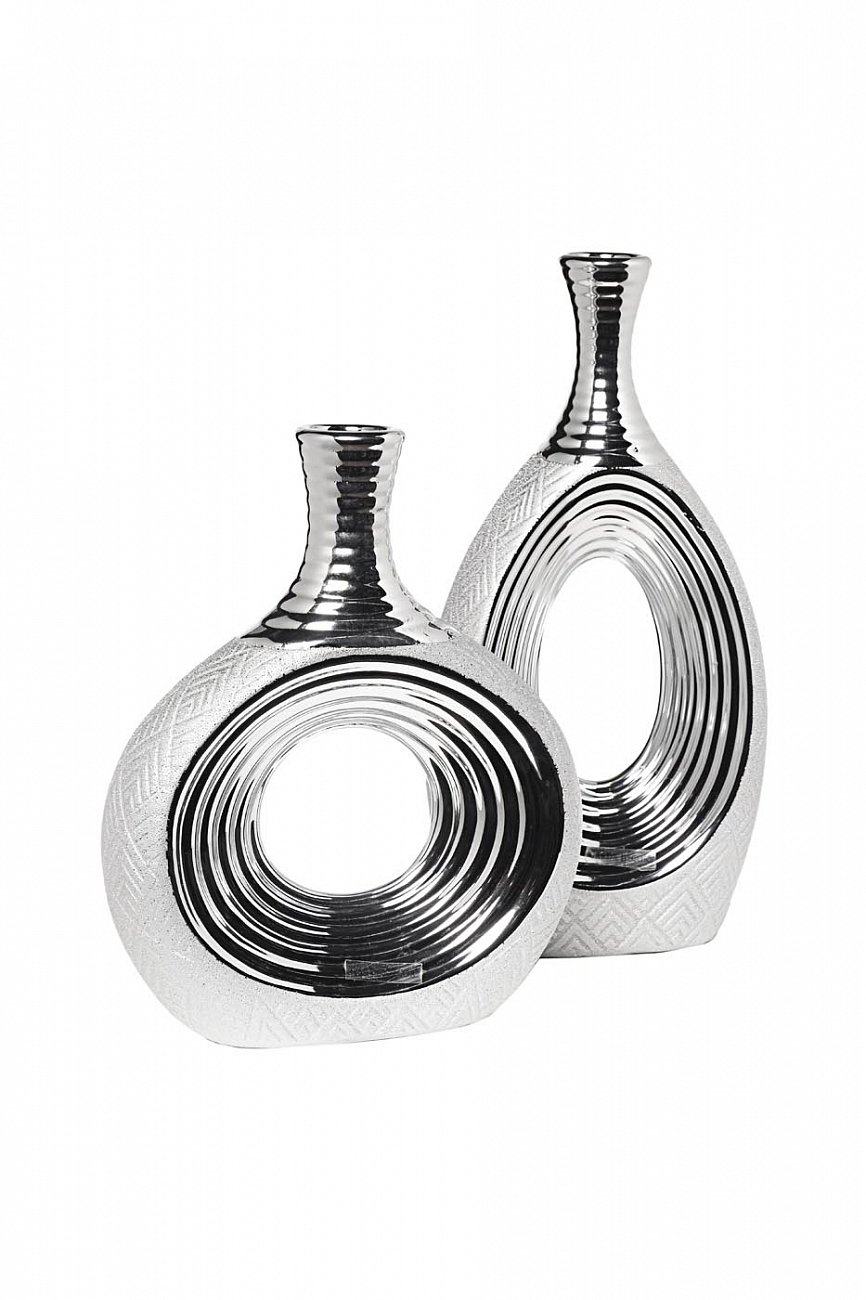 Ваза керамическая серебристая 39 см GARDA DECOR - 00-3886411 Серебро  - Вид №1