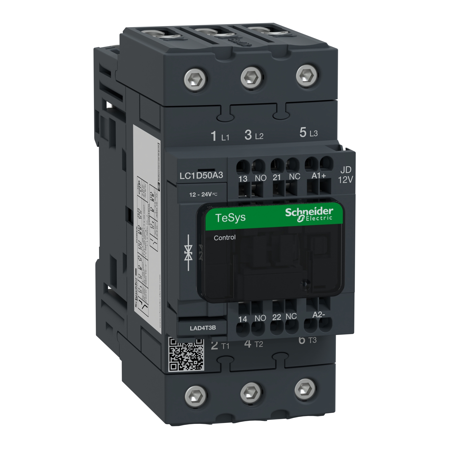 LC1D50A3JD Контактор LC1D EVERLINK 3P 80А 440/12В DC 22кВт Schneider Electric TeSys 