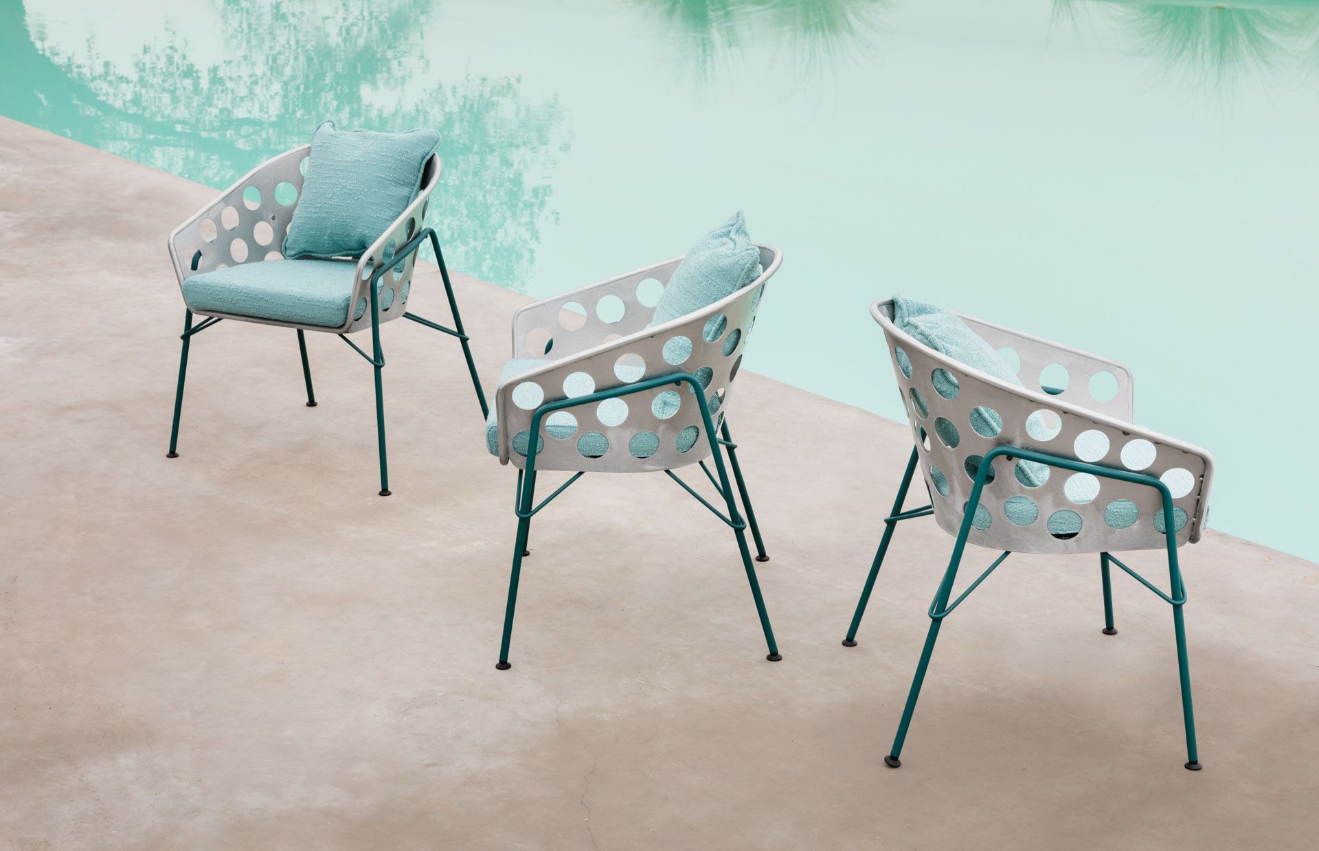 Окрашенный металлический стул с подлокотниками с мягким сиденьем Midj пузыри ARCH-00150460 - Вид №5