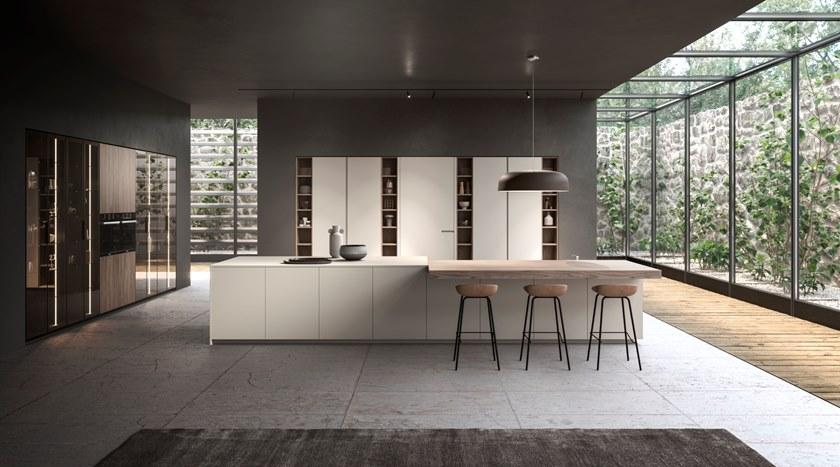 Aster Cucine Линейная кухня из лакированного дерева со встроенными ручками Atelier sun-id-1463375 - Вид №1