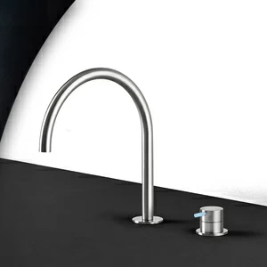 Кухонный смеситель сталь матовая с голубой ручкой Kitchen Radomonte TKI32SCIL27