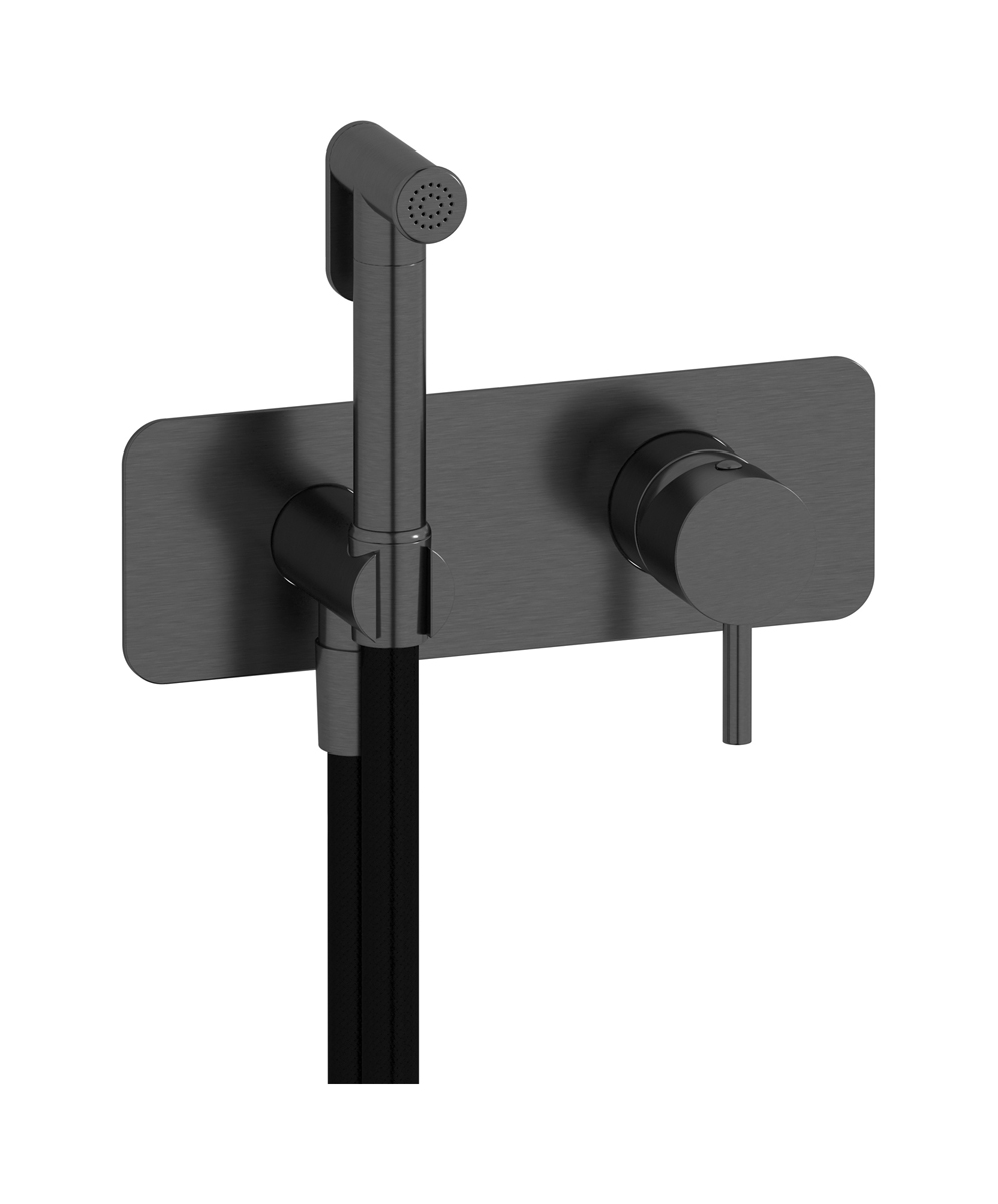 Внешние части гигенического душа со смесителем. WE ARE IB mt706cs Brushed Black Chrome MilanoTorino 
