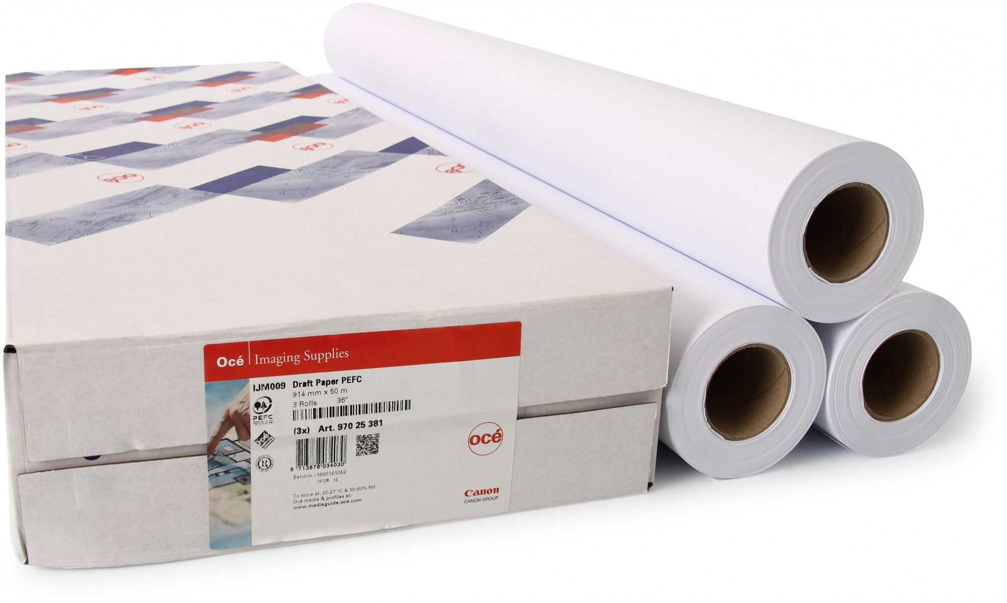 7673B020 Ijm009 oce draft plus paper, 75 g/m2, 0,914x50m, 3p Canon 
