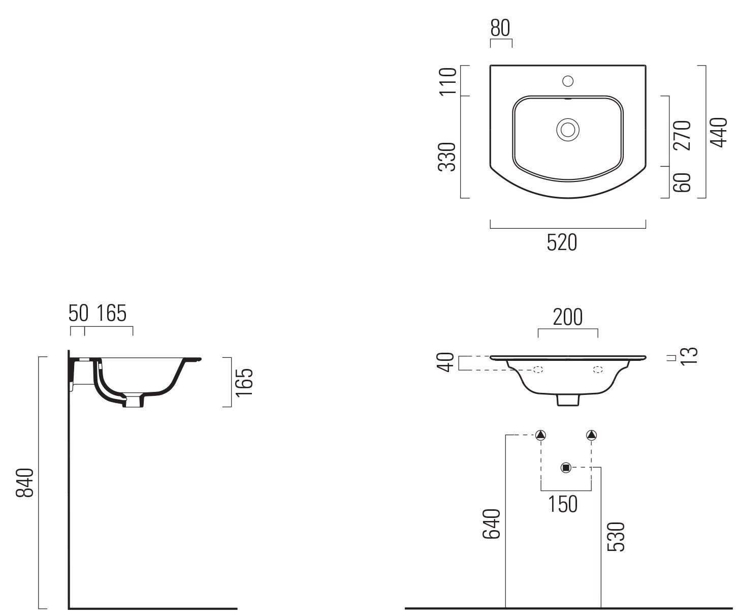 Керамическая раковина с переливом GSI ceramica мода ARCH-00003135 - Вид №1
