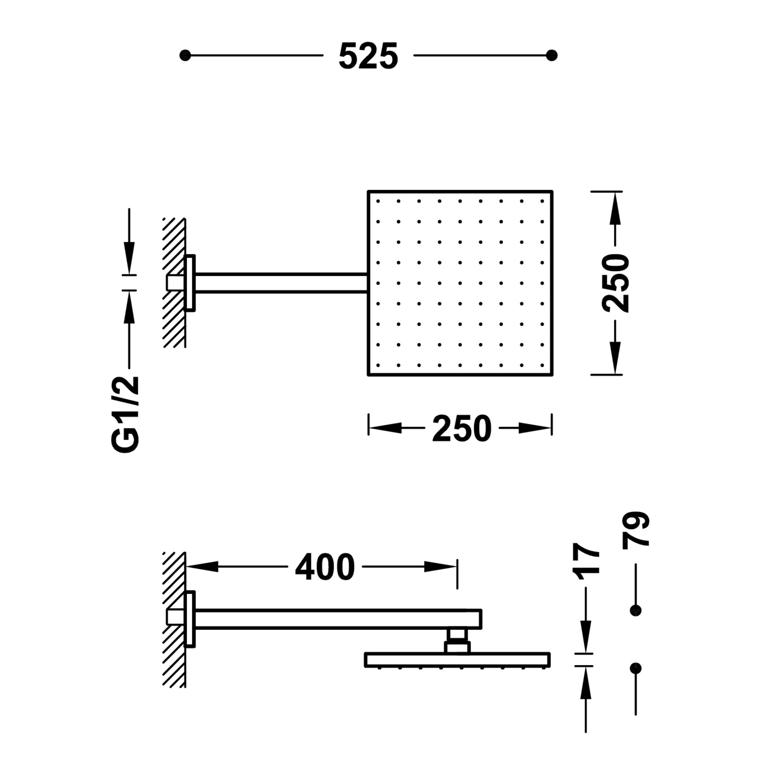 Настенный кронштейн с регулируемой насадкой для душа-134233 TRES Showers - Вид №1