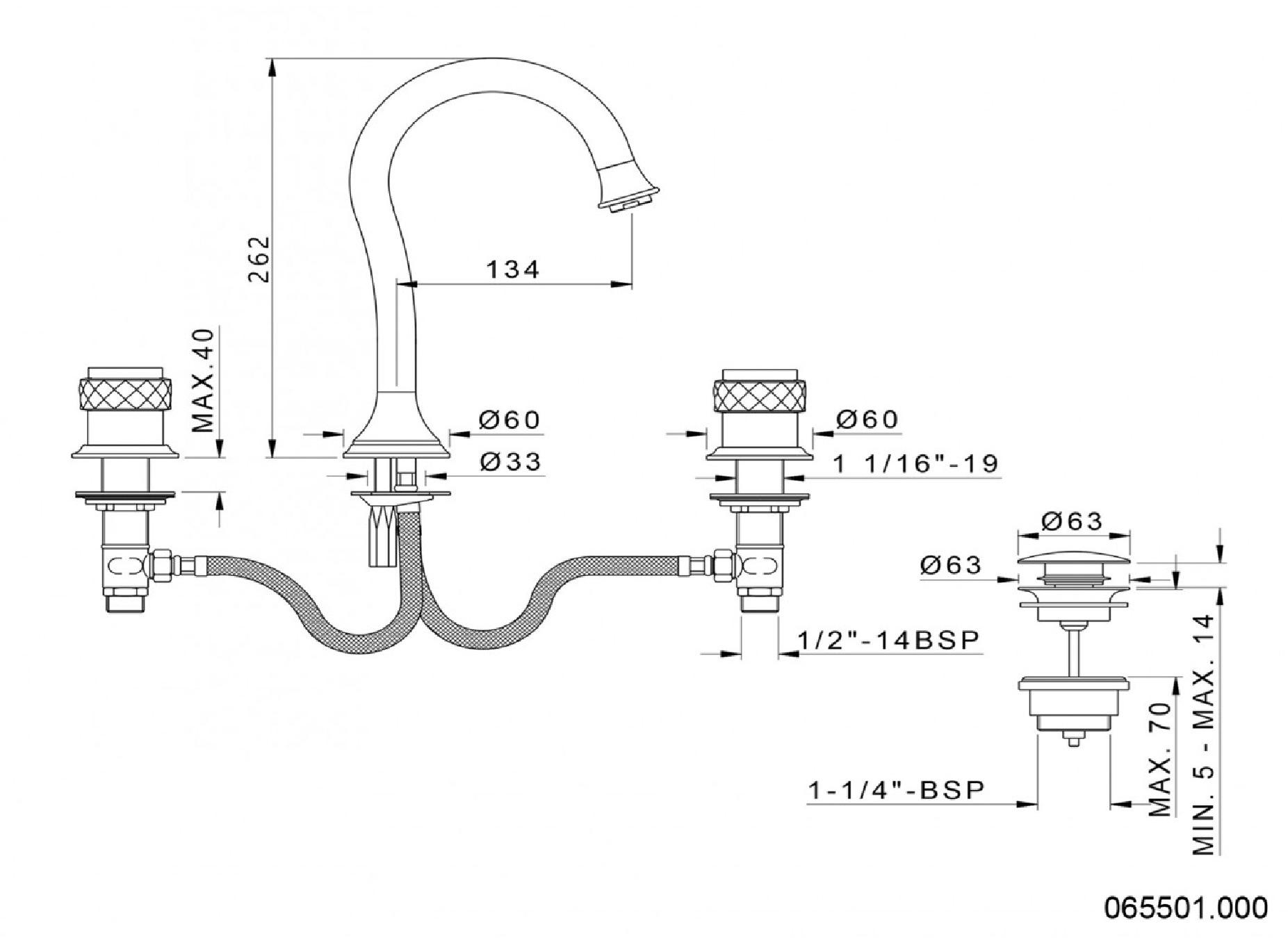 Bronces Mestre Смеситель для раковины на 3 отверстия Coquette 065501.000.50 - Вид №3