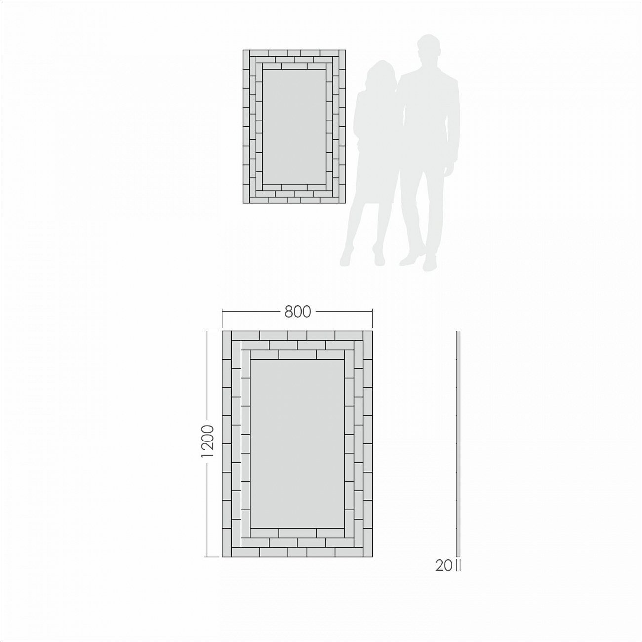Зеркало большое прямоугольное в раме с мозаикой "Айси" GRAUM ДИЗАЙНЕРСКИЕ 304128 Зеркальный  - Вид №1