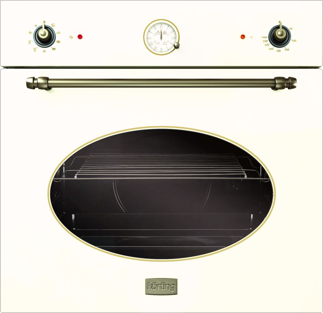 OKB 482 CRSI Встраиваемые электрические духовки / retro provence, 59.8 х 59.5 x 56 см, 8 режимов нагрева, гриль, таймер, телескопические направляющие, античный белый+бронза Korting Korting Provence Santreyd 